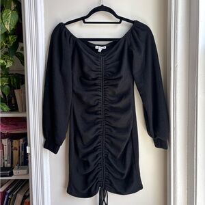 Fashion Nova Black Ruched Bodycon Dress